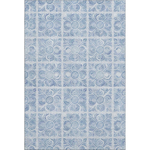 HomeRoots 10' Sky Blue & Denim Blue Medallion Area Rug - Washable, UV Protected, Durable for High-Traffic Spaces 667795