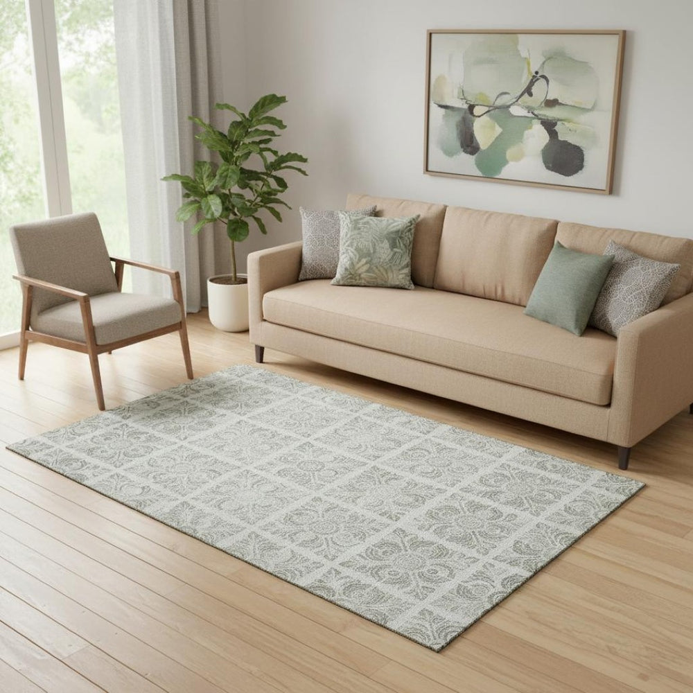 HomeRoots 5' X 8' Taupe Beige Medallion Area Rug - Washable, UV-Protected, Durable & Stylish for Home Use 667797