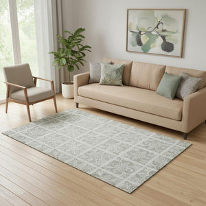 HomeRoots 5' X 8' Taupe Beige Medallion Area Rug - Washable, UV-Protected, Durable & Stylish for Home Use 667797