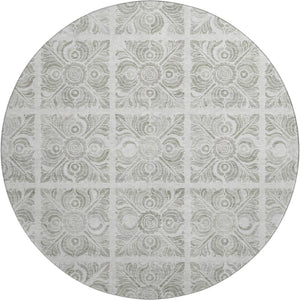 HomeRoots 8' Taupe and Beige Medallion Round Rug - Washable, UV Protected, Stain Resistant for Easy Care 667798