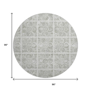 HomeRoots 8' Taupe and Beige Medallion Round Rug - Washable, UV Protected, Stain Resistant for Easy Care 667798