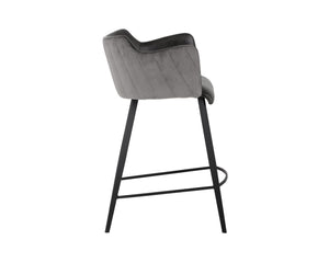 Sunpan Griffin Modern Barstool with Stylish Faux Leather and Durable Black Powder-Coated Iron Legs Town Grey / Roman Grey