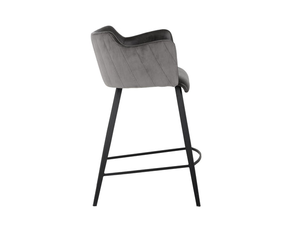 Sunpan Griffin Modern Barstool with Stylish Faux Leather and Durable Black Powder-Coated Iron Legs Town Grey / Roman Grey