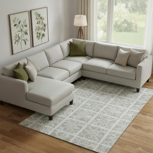 HomeRoots 9' X 12' Medallion Area Rug in Taupe & Beige - Washable, UV Protected, Perfect for Busy Homes! 667800