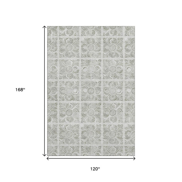 HomeRoots 10' X 14' Taupe and Beige Medallion Washable Area Rug - Durable, UV-Resistant, Perfect for Families! 667801