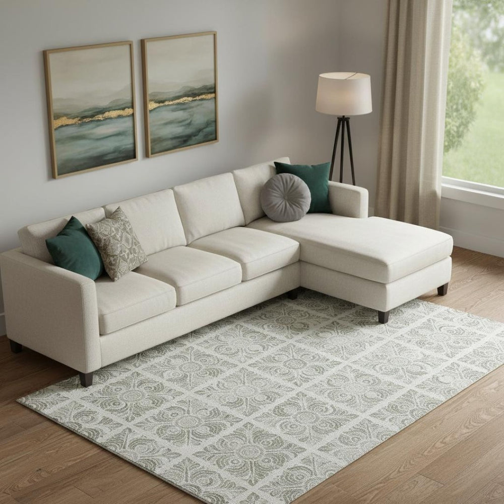 HomeRoots 10' X 14' Taupe and Beige Medallion Washable Area Rug - Durable, UV-Resistant, Perfect for Families! 667801