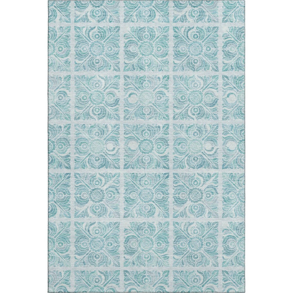 HomeRoots 9' X 12' Turquoise Medallion Area Rug - Stylish, Washable, UV-Protected for Homes with Kids & Pets 667806