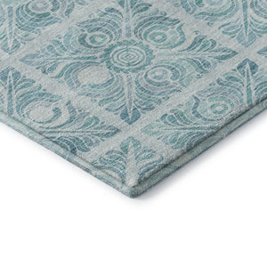 HomeRoots 9' X 12' Turquoise Medallion Area Rug - Stylish, Washable, UV-Protected for Homes with Kids & Pets 667806