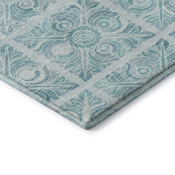 HomeRoots 9' X 12' Turquoise Medallion Area Rug - Stylish, Washable, UV-Protected for Homes with Kids & Pets 667806