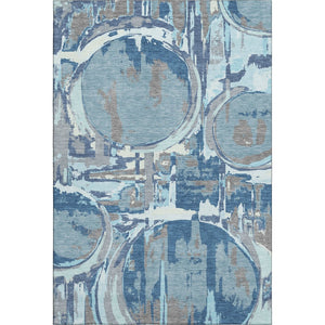 HomeRoots 10' X 14' Geometric Washable Area Rug in Blue Gray & Ivory - Durable, UV-Protected & Stylish Home Décor 667819