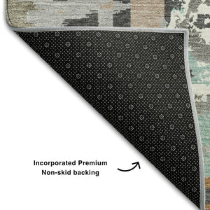 HomeRoots 10' X 14' Modern Gray Copper Ivory Geometric Area Rug - Washable, UV Protected, Easy Care Home Accent 667825