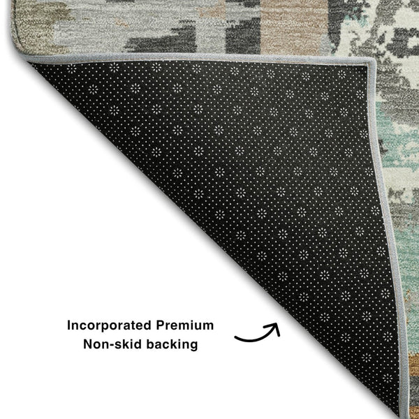 HomeRoots 10' X 14' Modern Gray Copper Ivory Geometric Area Rug - Washable, UV Protected, Easy Care Home Accent 667825