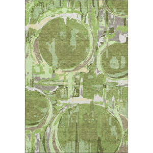 HomeRoots 10' X 14' Stylish Green Gray Ivory Geometric Washable Area Rug - UV Protection & Stain Resistant! 667831