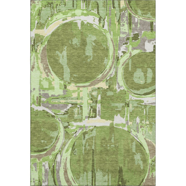 HomeRoots 10' X 14' Stylish Green Gray Ivory Geometric Washable Area Rug - UV Protection & Stain Resistant! 667831