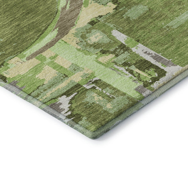 HomeRoots 10' X 14' Stylish Green Gray Ivory Geometric Washable Area Rug - UV Protection & Stain Resistant! 667831