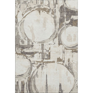 HomeRoots 5' X 8' Stylish Ivory Taupe & Beige Geometric Area Rug - Washable, UV Protected, Pet Friendly! 667833