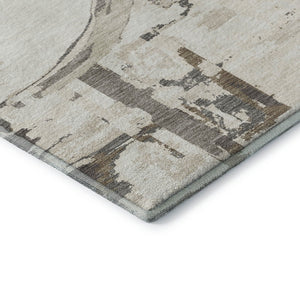 HomeRoots 5' X 8' Stylish Ivory Taupe & Beige Geometric Area Rug - Washable, UV Protected, Pet Friendly! 667833