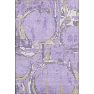 HomeRoots 5' X 8' Stylish Lavender and Gray Geometric Area Rug - Washable, UV Protected for High-Traffic Spaces 667839