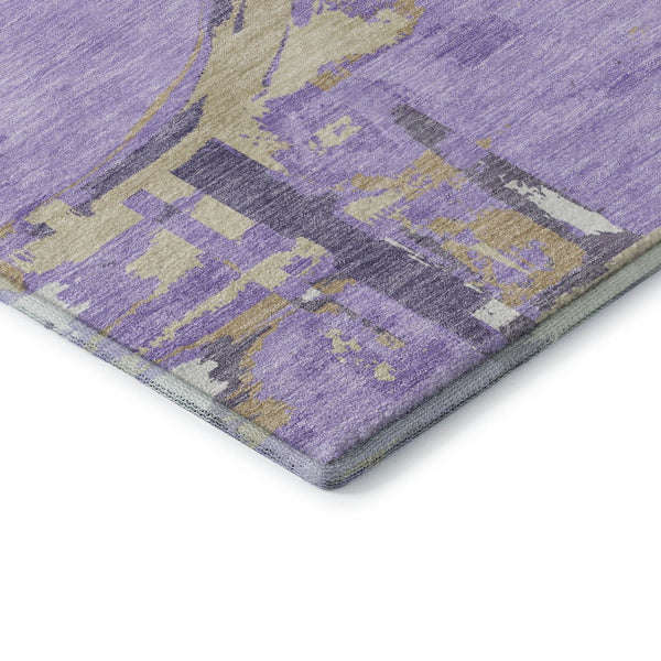 HomeRoots 8' Modern Geometric Washable Round Rug in Lavender, Beige & Gray - UV-Protected Durability & Style 667840