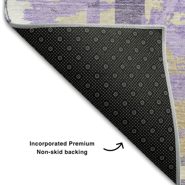 HomeRoots 9' X 12' Stylish Lavender Beige & Gray Geometric Washable Area Rug with UV & Stain Resistance 667842