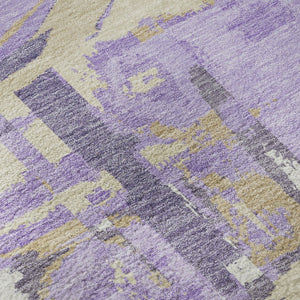 HomeRoots 9' X 12' Stylish Lavender Beige & Gray Geometric Washable Area Rug with UV & Stain Resistance 667842