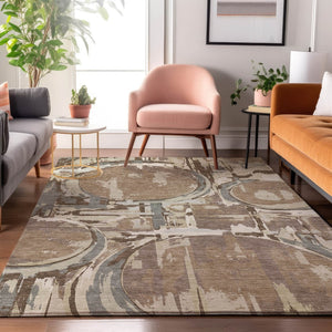 HomeRoots 10' X 14' Coffee Beige & Gray Geometric Washable Area Rug - UV Protection, Stain Resistant, Durable Design 667849