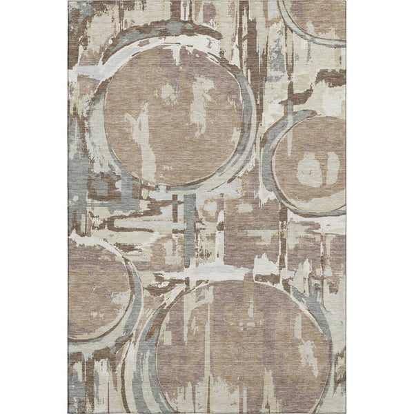 HomeRoots 10' X 14' Coffee Beige & Gray Geometric Washable Area Rug - UV Protection, Stain Resistant, Durable Design 667849