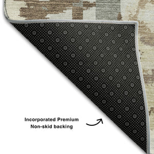 HomeRoots 10' X 14' Coffee Beige & Gray Geometric Washable Area Rug - UV Protection, Stain Resistant, Durable Design 667849