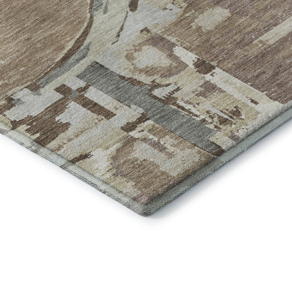 HomeRoots 10' X 14' Coffee Beige & Gray Geometric Washable Area Rug - UV Protection, Stain Resistant, Durable Design 667849