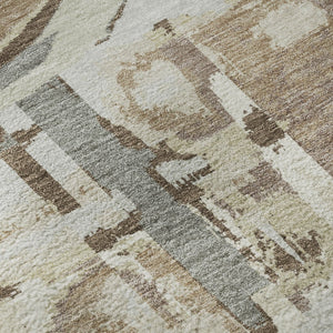 HomeRoots 10' X 14' Coffee Beige & Gray Geometric Washable Area Rug - UV Protection, Stain Resistant, Durable Design 667849
