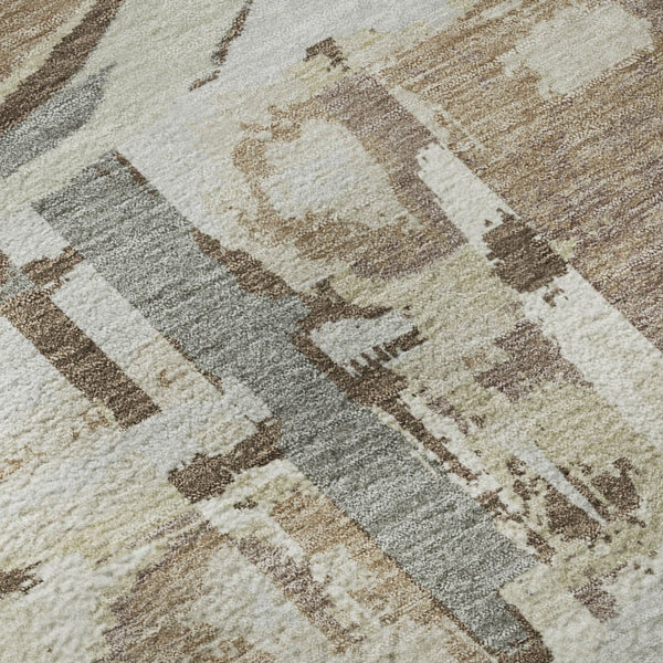 HomeRoots 10' X 14' Coffee Beige & Gray Geometric Washable Area Rug - UV Protection, Stain Resistant, Durable Design 667849