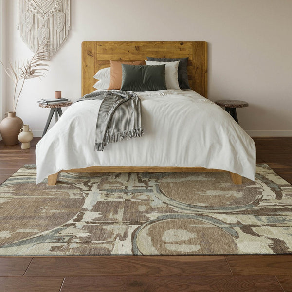 HomeRoots 10' X 14' Coffee Beige & Gray Geometric Washable Area Rug - UV Protection, Stain Resistant, Durable Design 667849