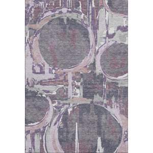HomeRoots 5' X 8' Stylish Purple Gray & Lavender Geometric Washable Area Rug with UV Protection & Durability 667857