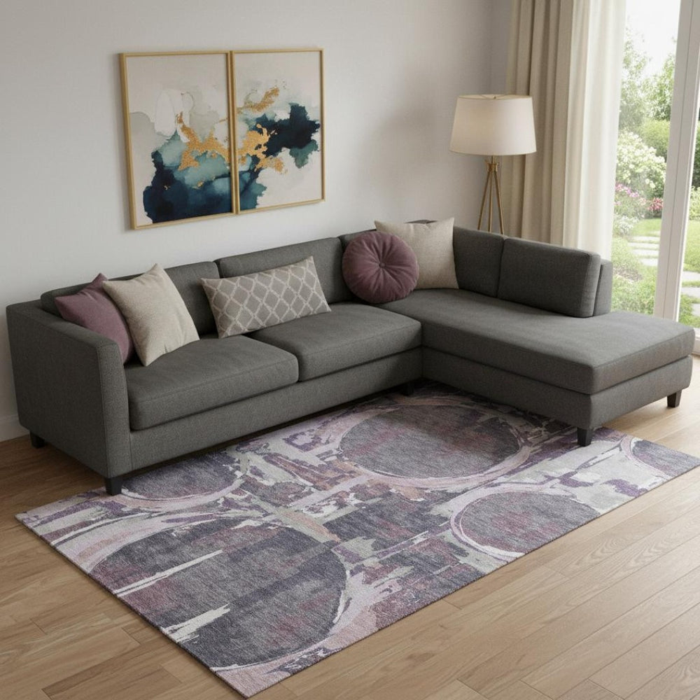 HomeRoots 10' X 14' Stylish Purple Gray Geometric Washable Area Rug with UV Protection for High-Traffic Spaces 667861