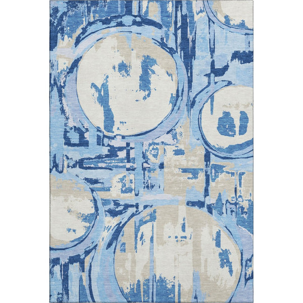 HomeRoots 8' X 10' Sky Blue Geometric Washable Area Rug - Stain Resistant, UV Protected, Perfect for Family Spaces! 667865