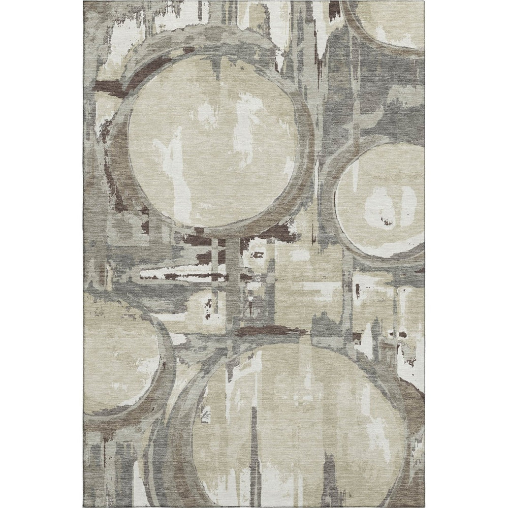 HomeRoots 10' X 14' Tan Beige & Gray Geometric Washable Area Rug - Stylish, Durable, UV Protected for Family Life 667873