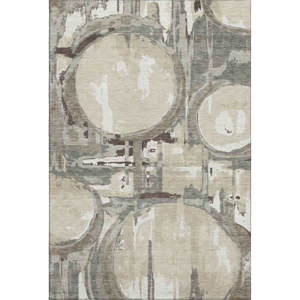 HomeRoots 10' X 14' Tan Beige & Gray Geometric Washable Area Rug - Stylish, Durable, UV Protected for Family Life 667873