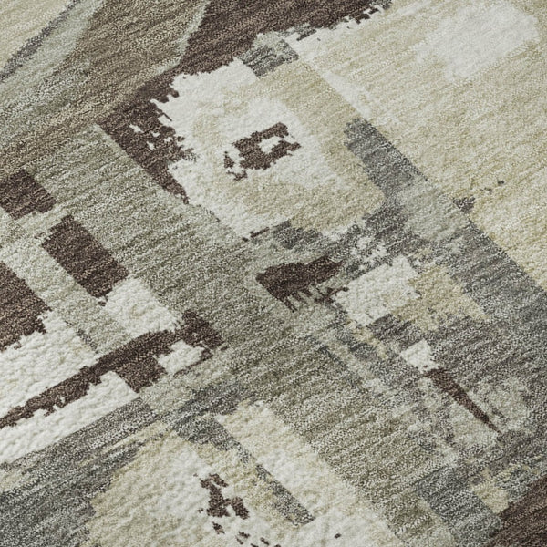 HomeRoots 10' X 14' Tan Beige & Gray Geometric Washable Area Rug - Stylish, Durable, UV Protected for Family Life 667873