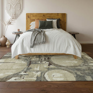 HomeRoots 10' X 14' Tan Beige & Gray Geometric Washable Area Rug - Stylish, Durable, UV Protected for Family Life 667873