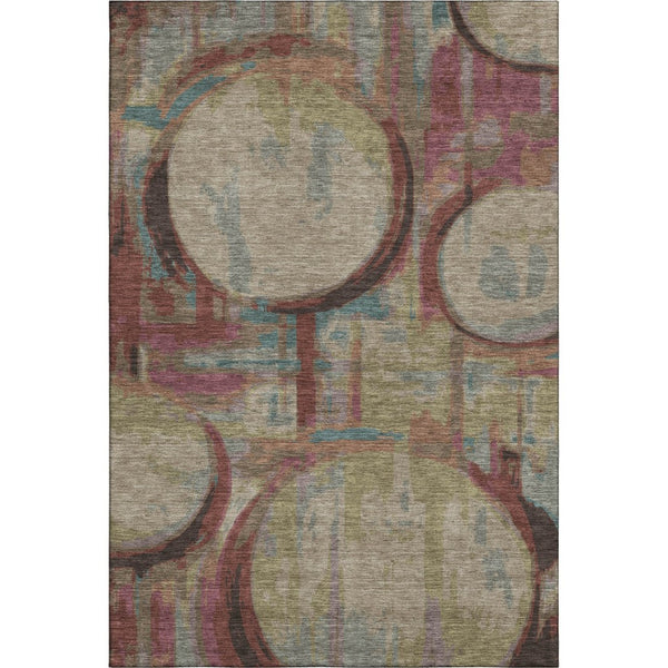 HomeRoots 5' X 8' Washable Geometric Area Rug in Taupe, Blush & Teal - Stylish, Durable & UV Protected Design! 667875