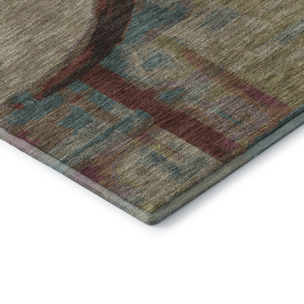 HomeRoots 5' X 8' Washable Geometric Area Rug in Taupe, Blush & Teal - Stylish, Durable & UV Protected Design! 667875