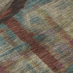 HomeRoots 5' X 8' Washable Geometric Area Rug in Taupe, Blush & Teal - Stylish, Durable & UV Protected Design! 667875