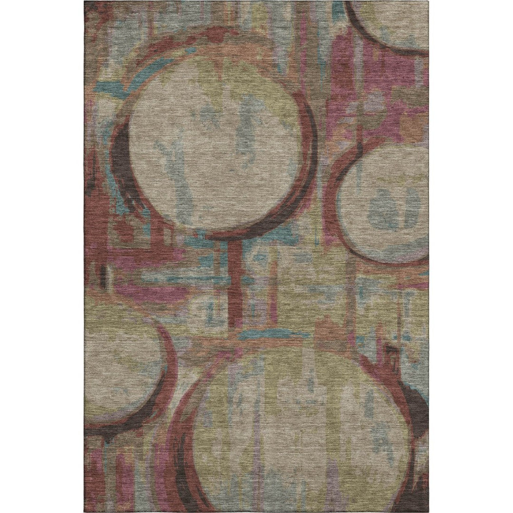 HomeRoots 8' X 10' Taupe, Blush & Teal Geometric Area Rug - Stylish, Stain-Resistant, UV-Protected & Durable! 667877
