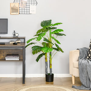 English Elm HOMCOM Realistic 4FT Monstera Tree in Nursery Pot, 924 Lifelike Leaves, Durable Outdoor/Indoor Decor W2225P217283