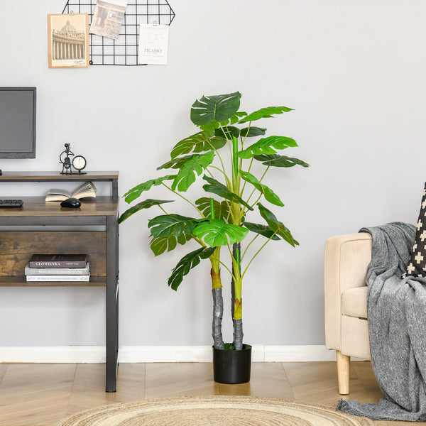 English Elm HOMCOM Realistic 4FT Monstera Tree in Nursery Pot, 924 Lifelike Leaves, Durable Outdoor/Indoor Decor W2225P217283
