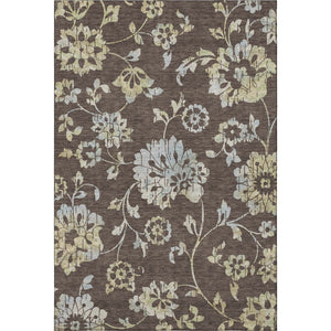 HomeRoots 5' X 8' Floral Area Rug in Chocolate Gray & Beige – Washable, UV Protected, Stain Resistant Beauty 667899