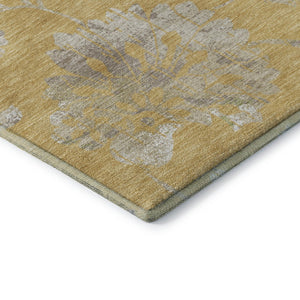 HomeRoots 5' X 8' Gold and Silver Floral Area Rug - Durable, Washable, UV Protected for Stylish Home Décor 667905