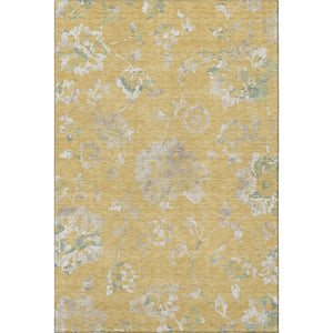 HomeRoots 5' X 8' Gold and Silver Floral Area Rug - Durable, Washable, UV Protected for Stylish Home Décor 667905