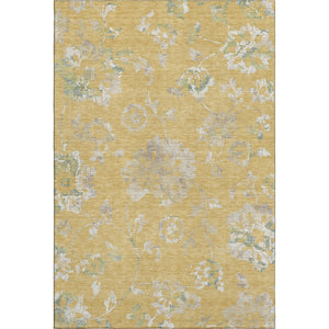 HomeRoots 10' X 14' Gold and Silver Floral Area Rug – Elegant, Washable, UV-Protected for High-Traffic Spaces 667909