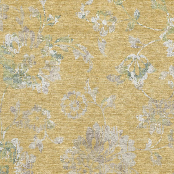 HomeRoots 10' X 14' Gold and Silver Floral Area Rug – Elegant, Washable, UV-Protected for High-Traffic Spaces 667909